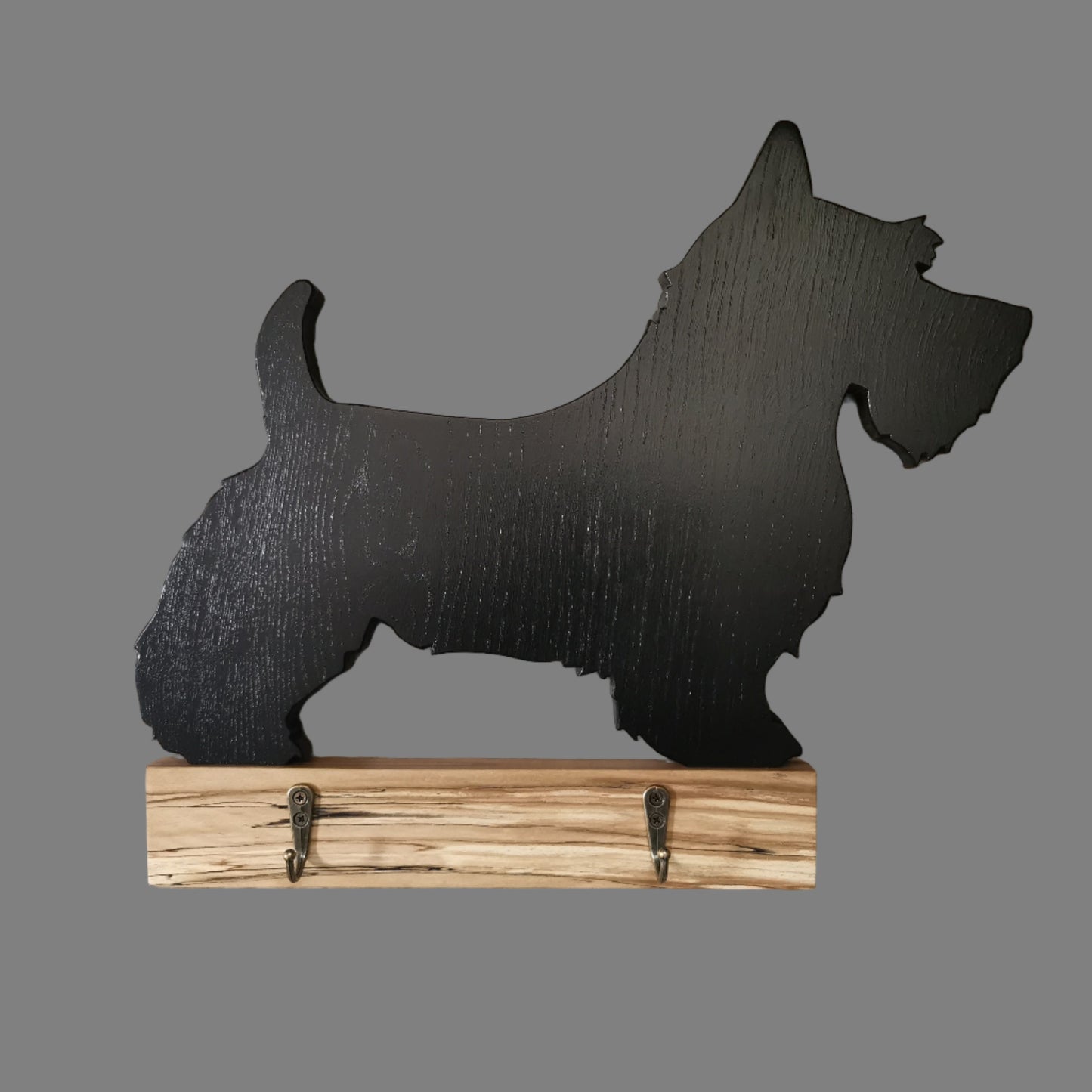Scottish Terrier Silhouette Dog Lead Hanger – Black Stained Wood