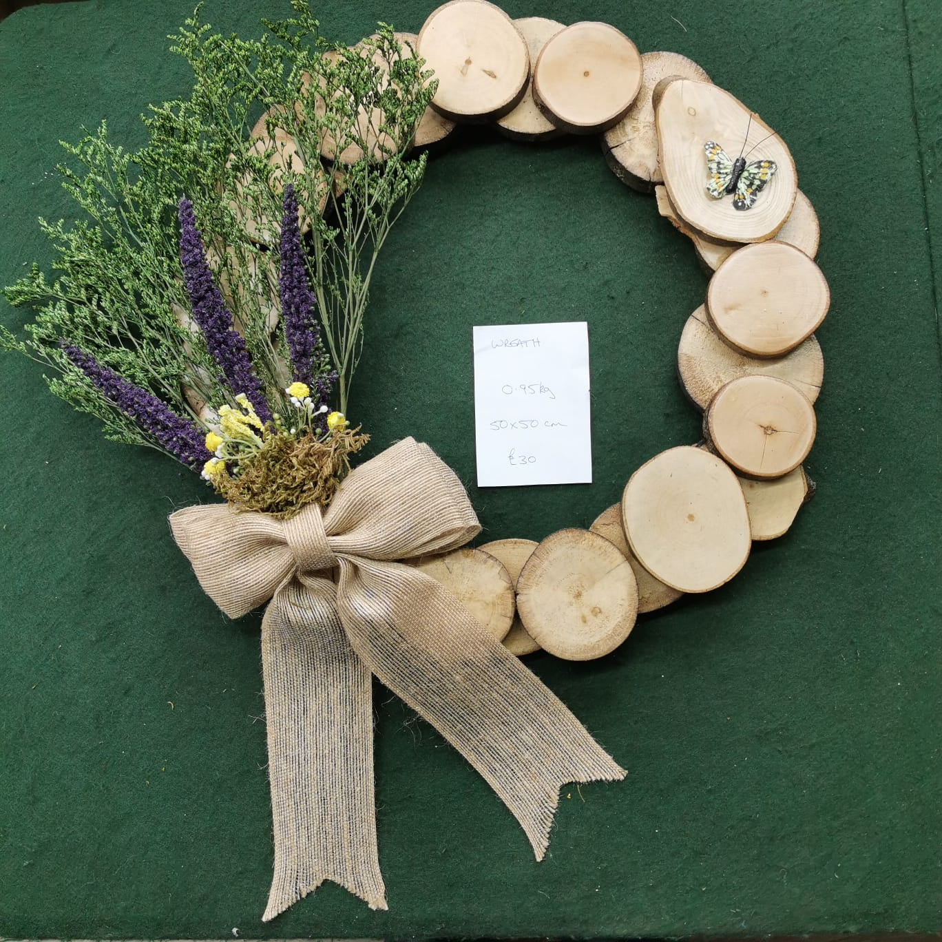 Handcrafted Wooden Disc Wreath