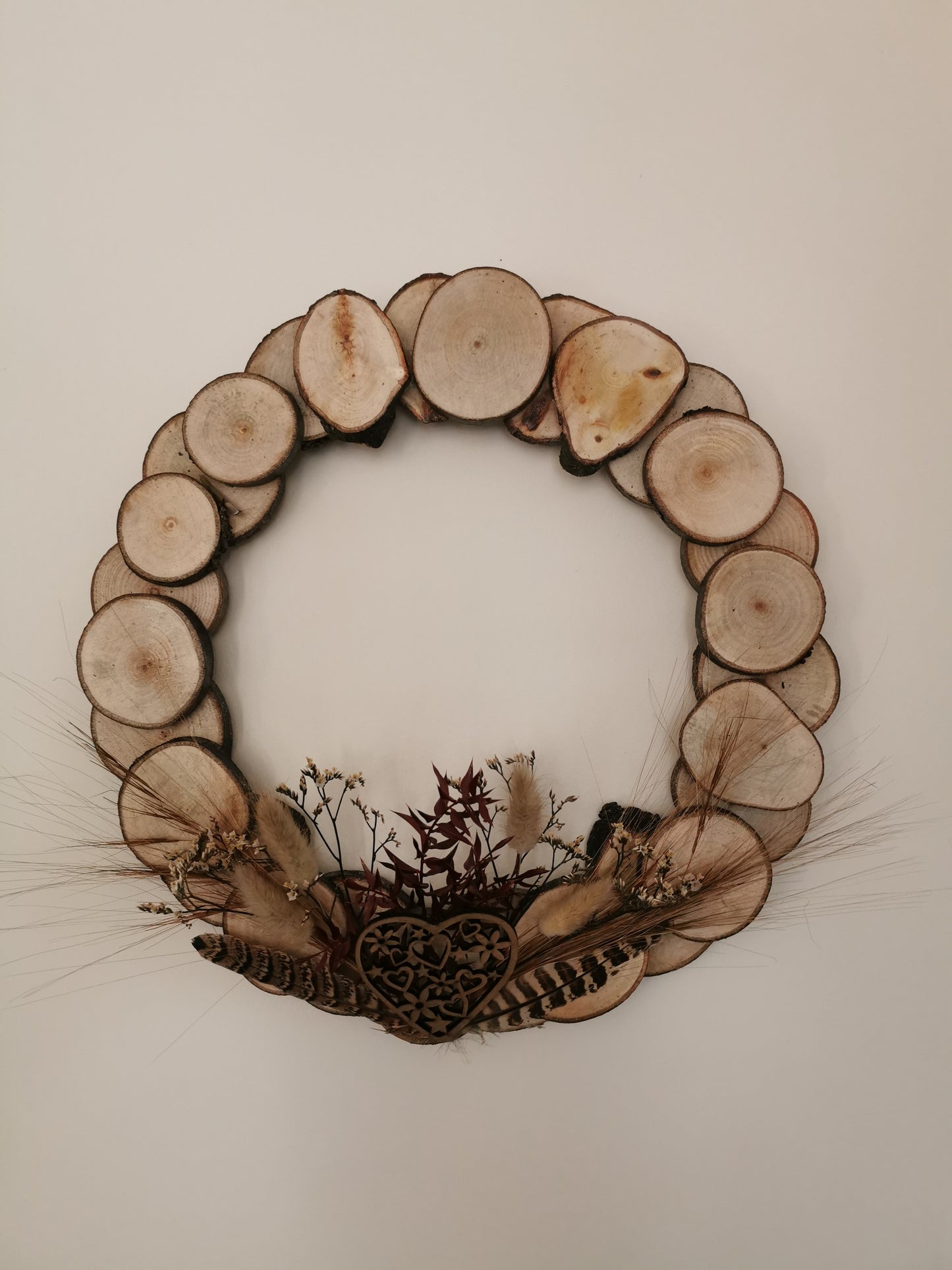 Handcrafted Wooden Disc Wreath
