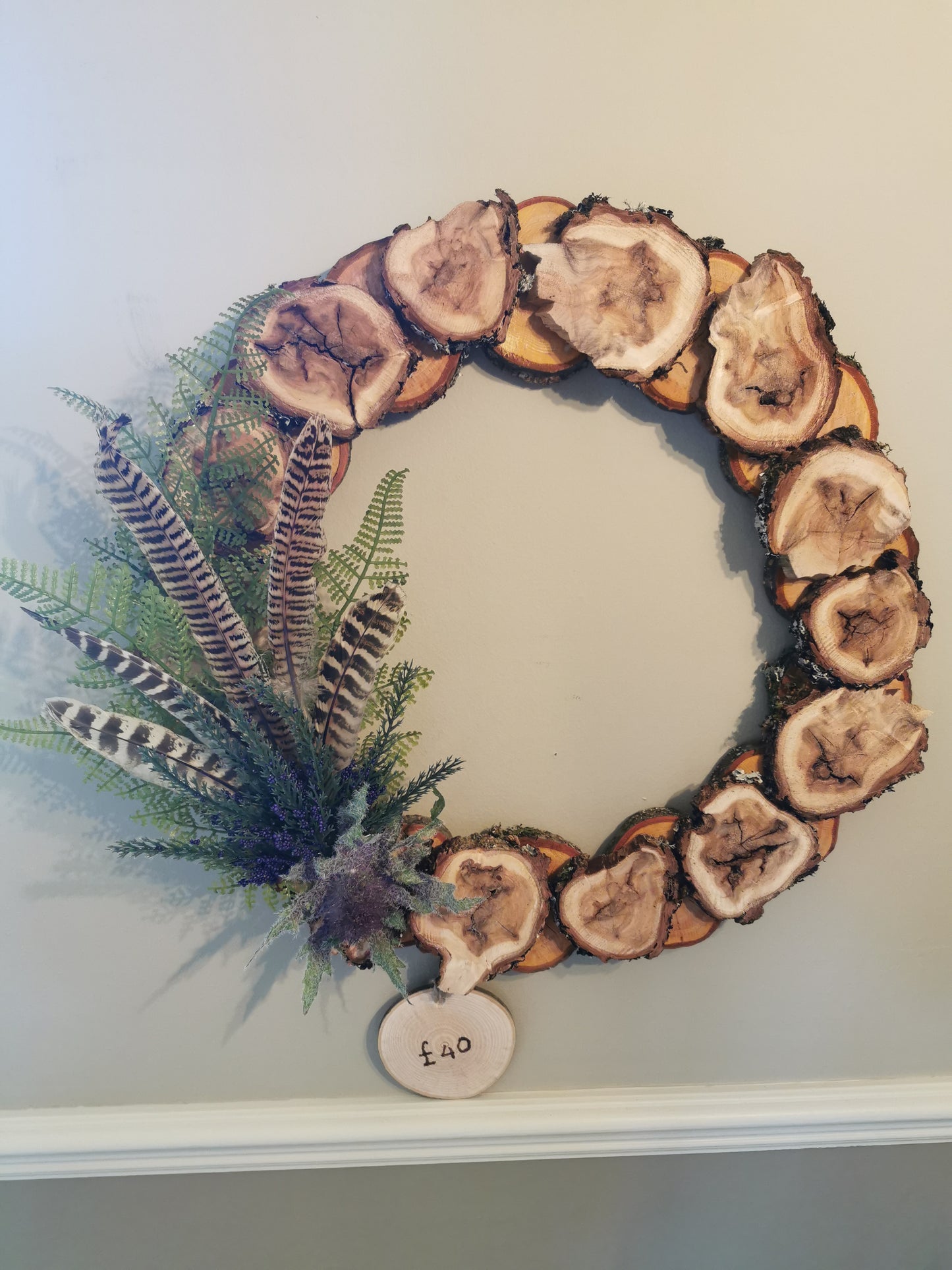 Handcrafted Wooden Disc Wreath