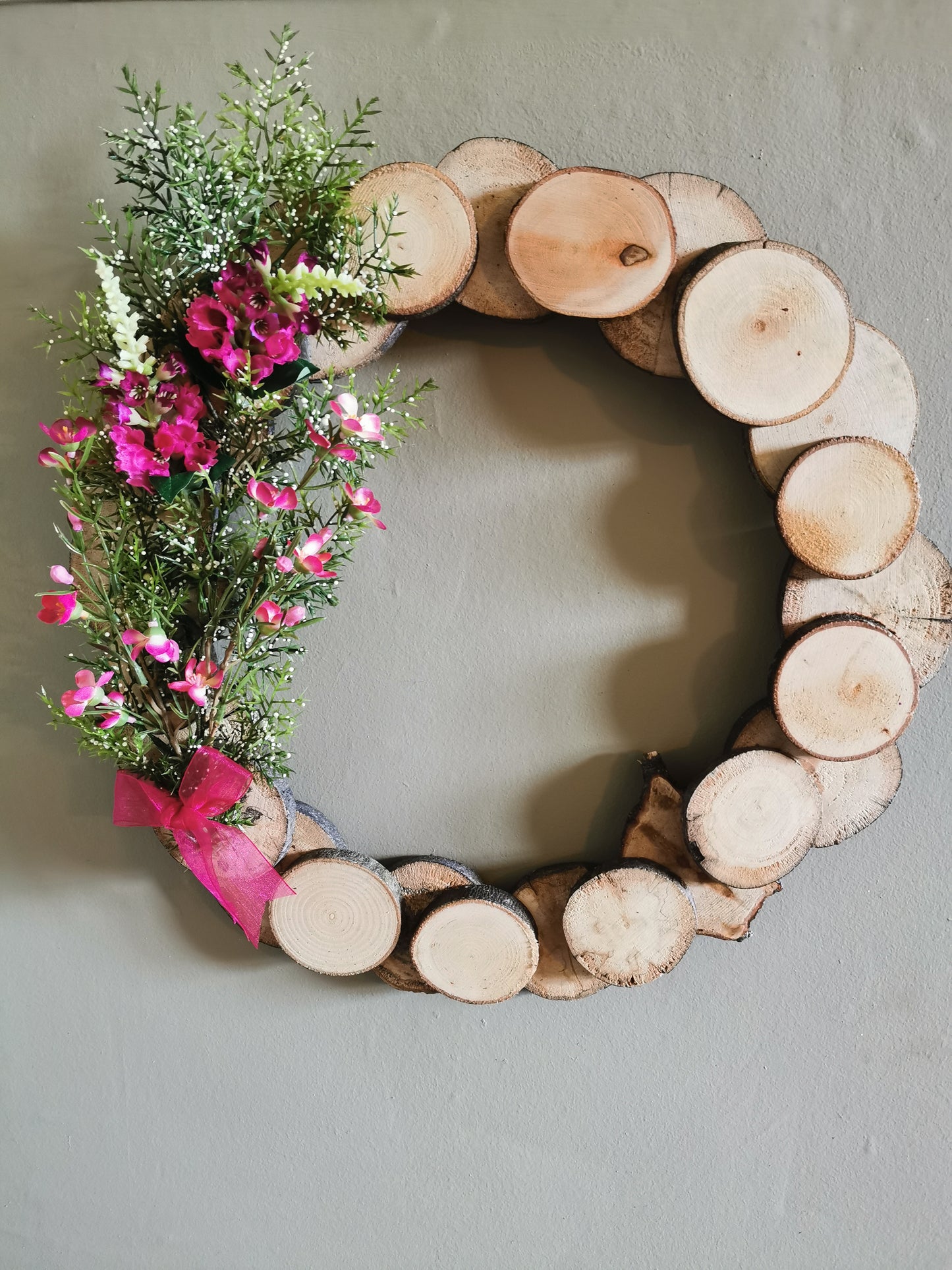 Handcrafted Wooden Disc Wreath