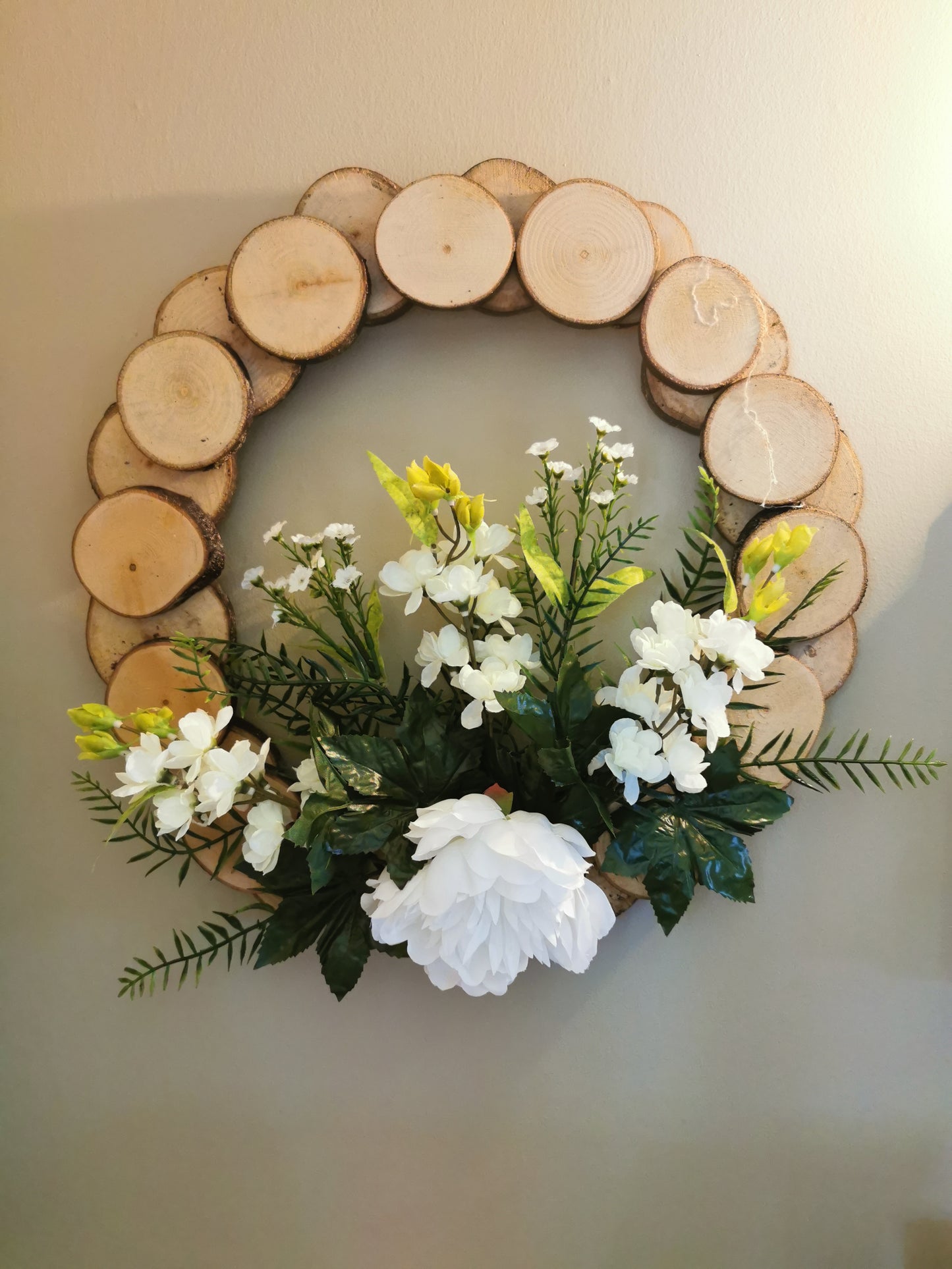 Handcrafted Wooden Disc Wreath