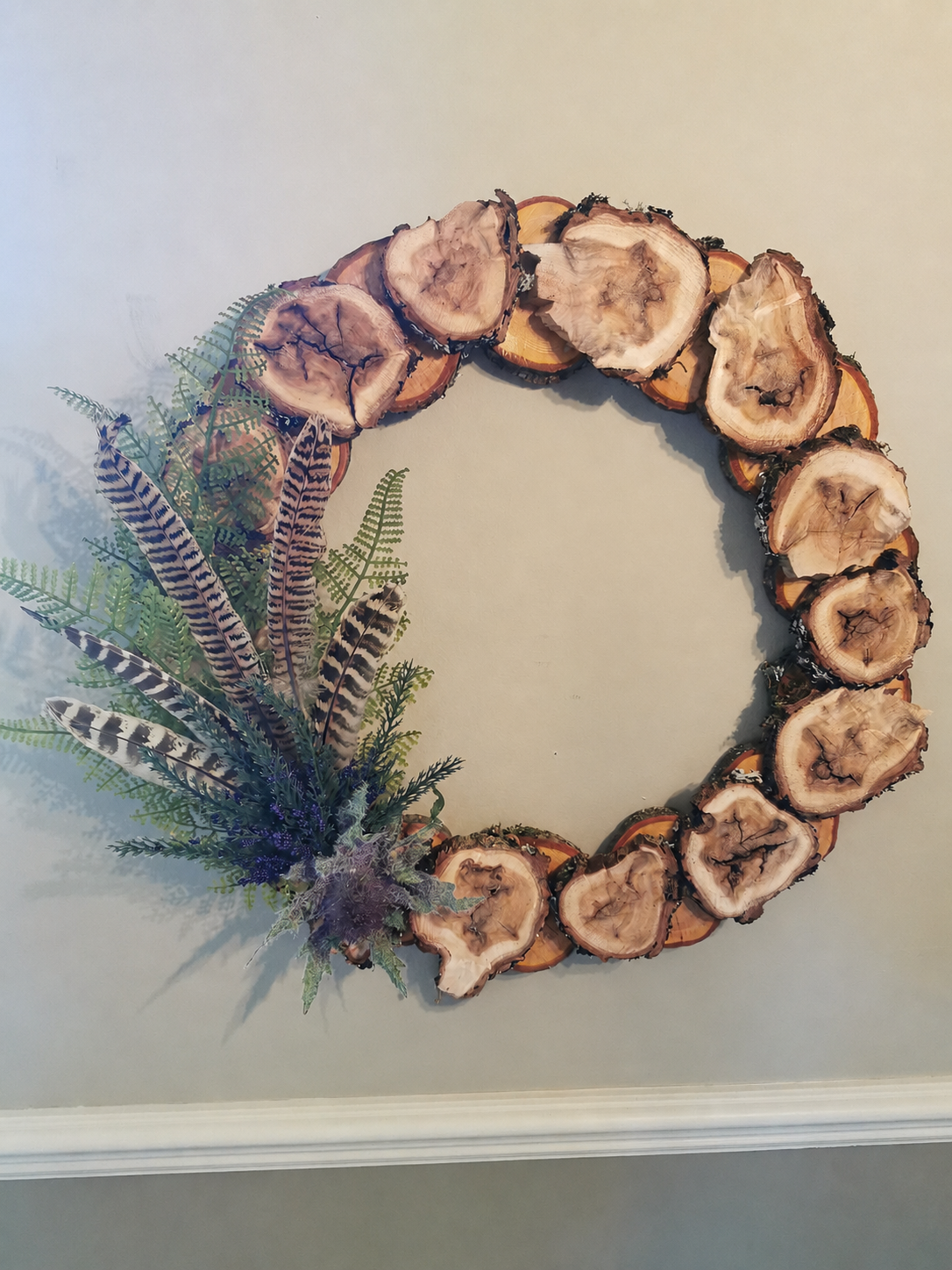 Handcrafted Wooden Disc Wreath