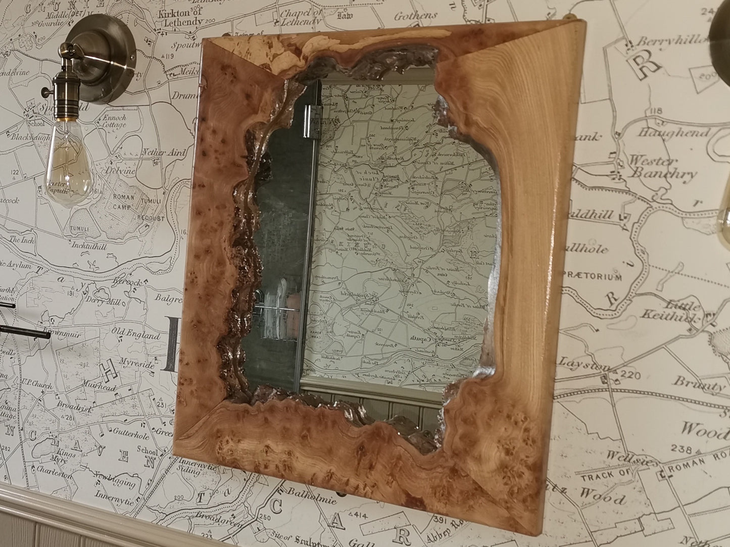Rustic Oak Framed Live Edge Mirror