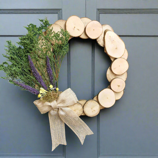 Handcrafted Wooden Disc Wreath