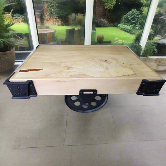 Industrial Railway Bogey Coffee Table – Horse Chestnut & Cast Iron