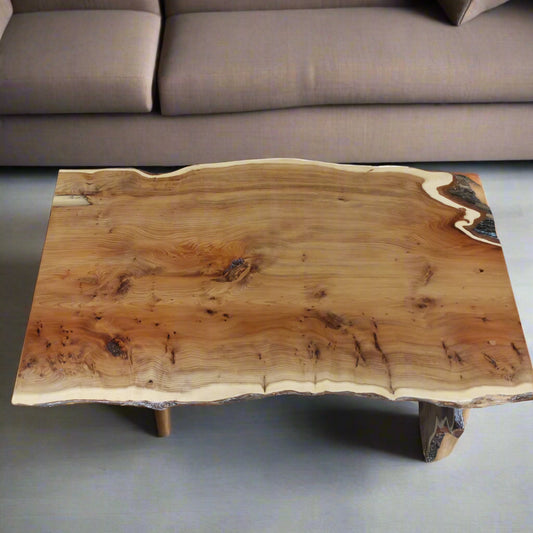 Live-Edge Yew Coffee Table – Natural Elegance