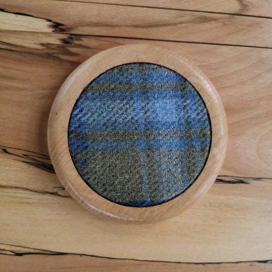 Handcrafted Oak Coaster with Wool Check Inlay