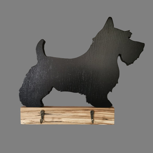 Scottish Terrier Silhouette Dog Lead Hanger – Black Stained Wood