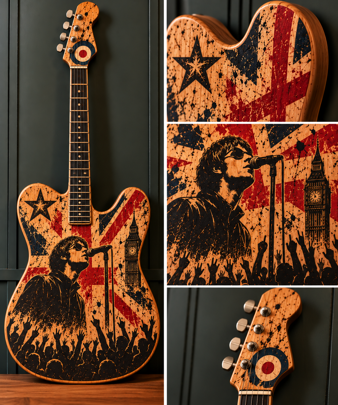 90s-Inspired Rustic Art Guitar – Union Jack Edition
