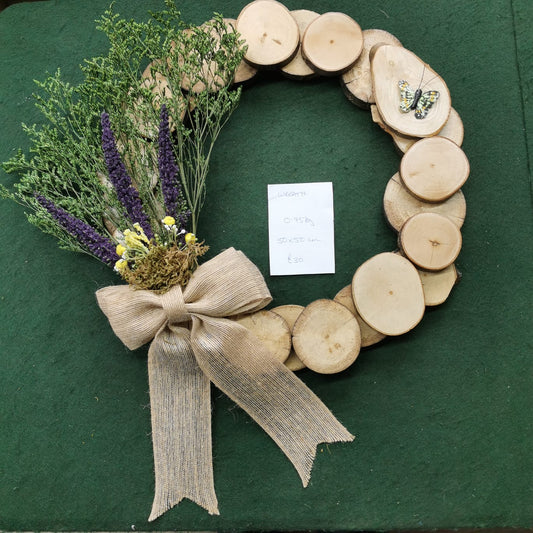 Handcrafted Wooden Disc Wreath