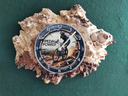 Pedal Power Rustic Burr Clock
